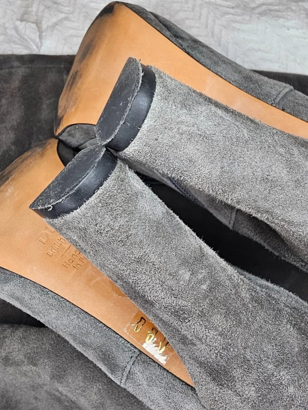 Duo Data 4.25” Block Heel Knee High Fold-Over Wide Calf Tall Suede Boots EU39 L